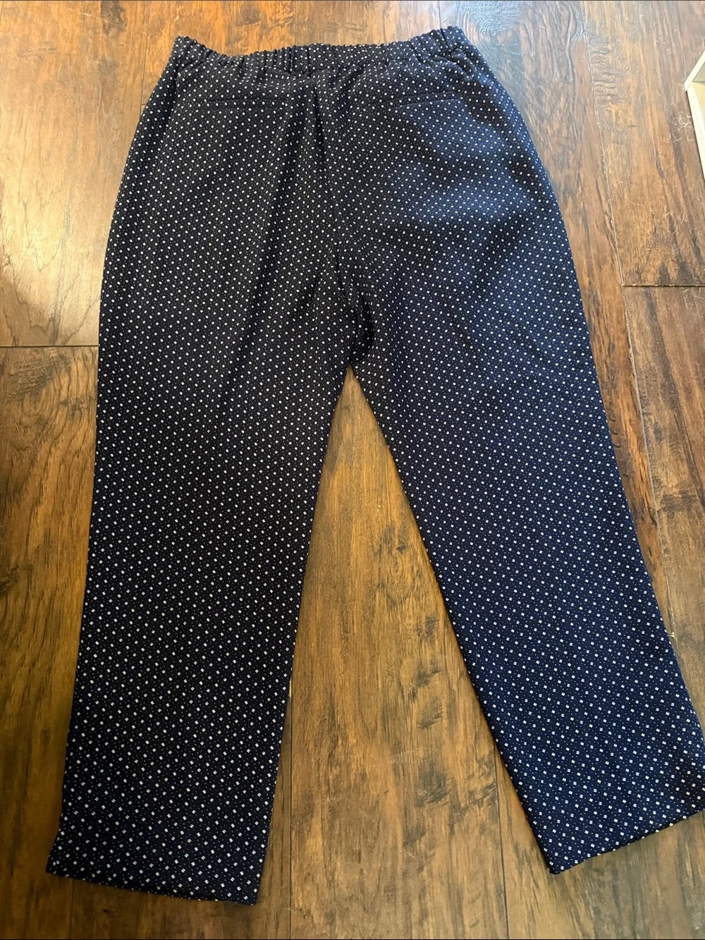J Crew Navy Blue Micro Dot Patterned Ankle Pant Sz 14